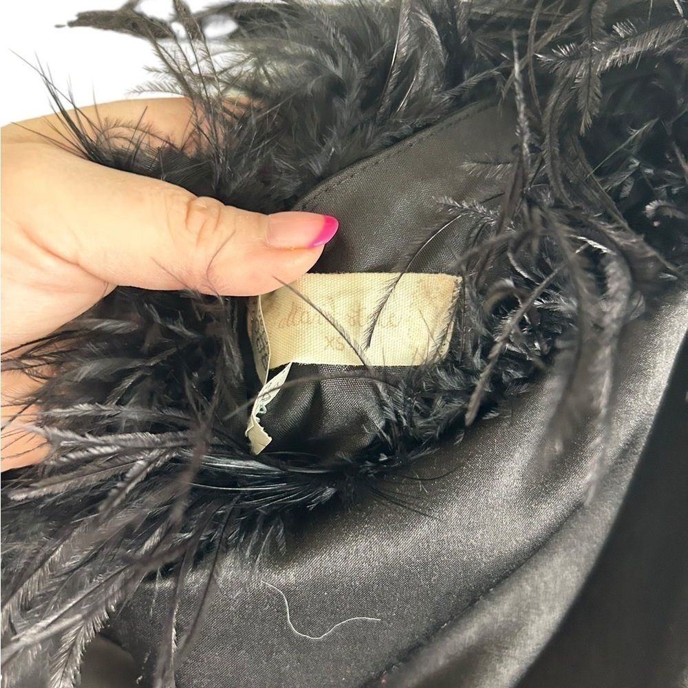 Altar’d State Feather Detail Satin One Shoulder Little Black Dress Women’s Sz XS - Picture 4 of 13